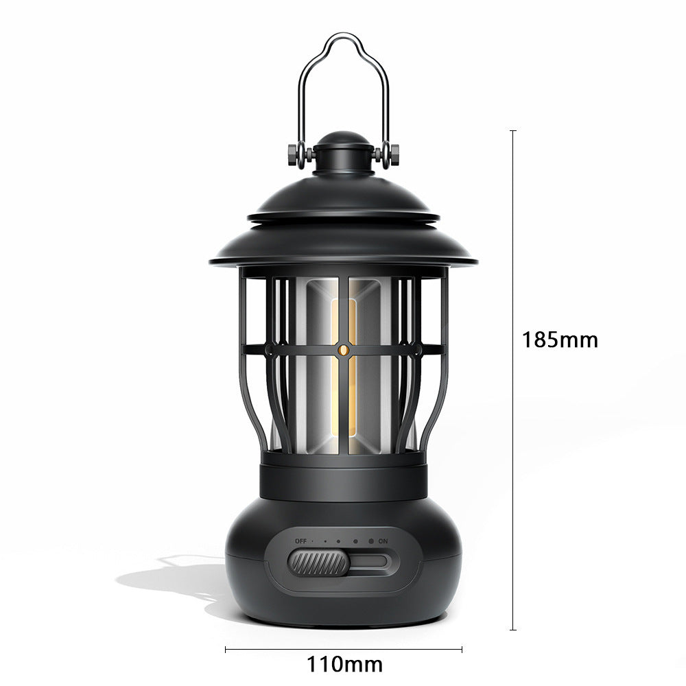 Vintage USB Rechargeable Camping Lantern for Outdoor Ambience