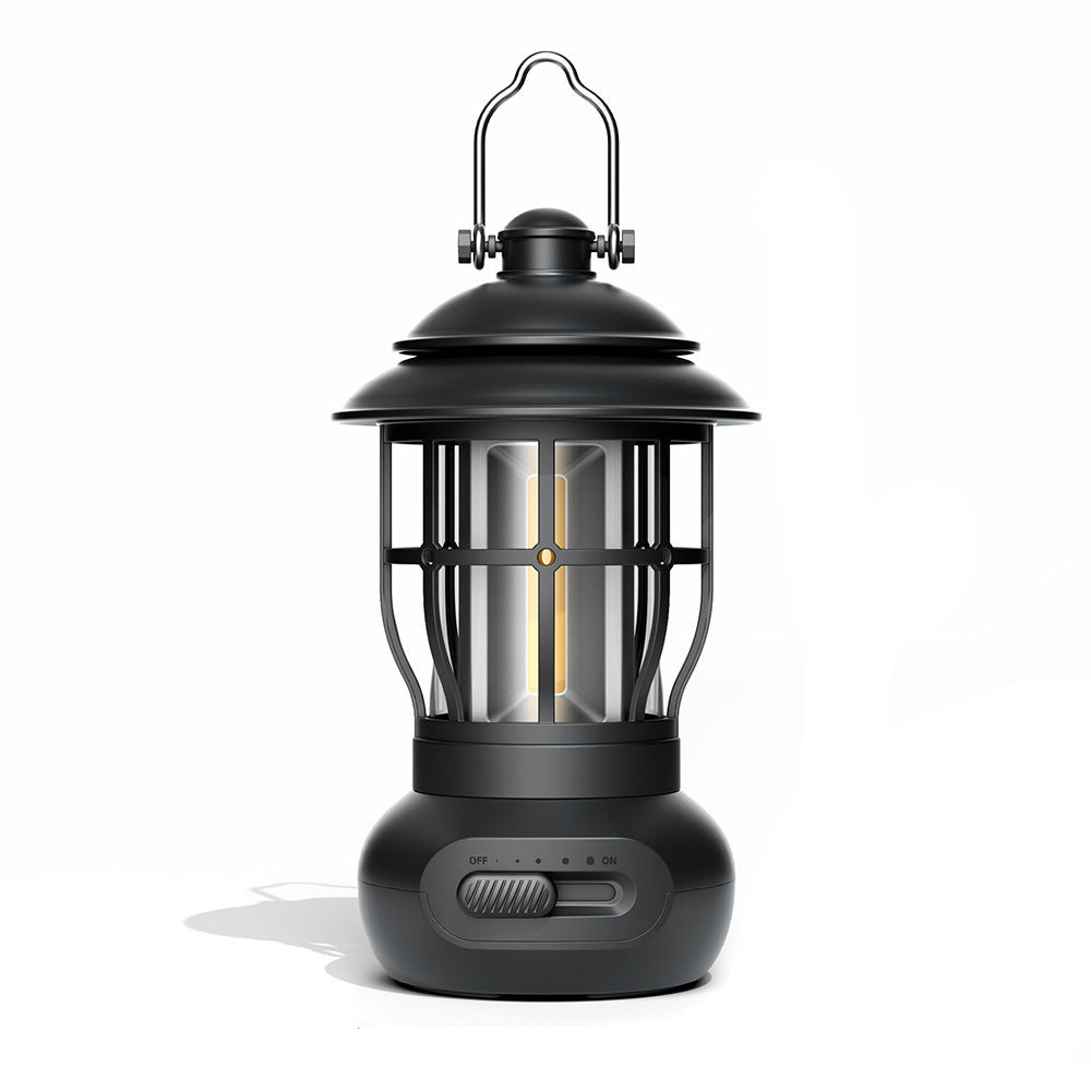 Vintage USB Rechargeable Camping Lantern for Outdoor Ambience