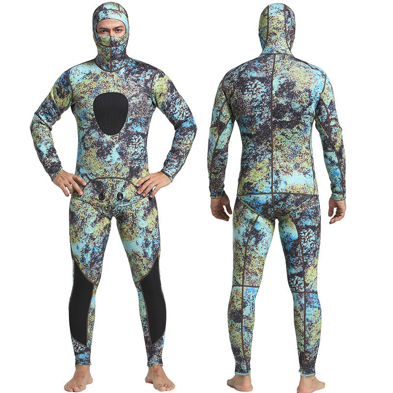 3MM Camouflage Neoprene Two Piece Wetsuit With Ho