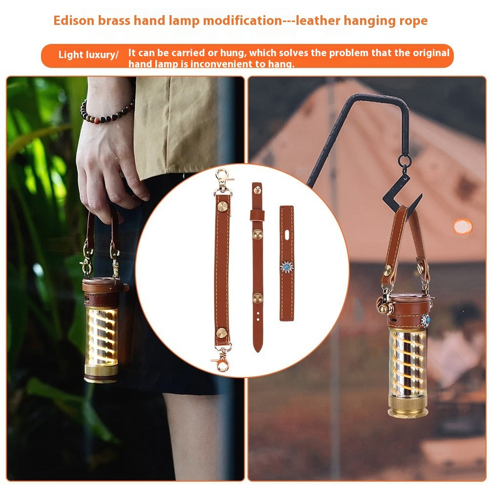 Leather Hanging Rope Camping Lantern Set (3-Piece Edison Style)