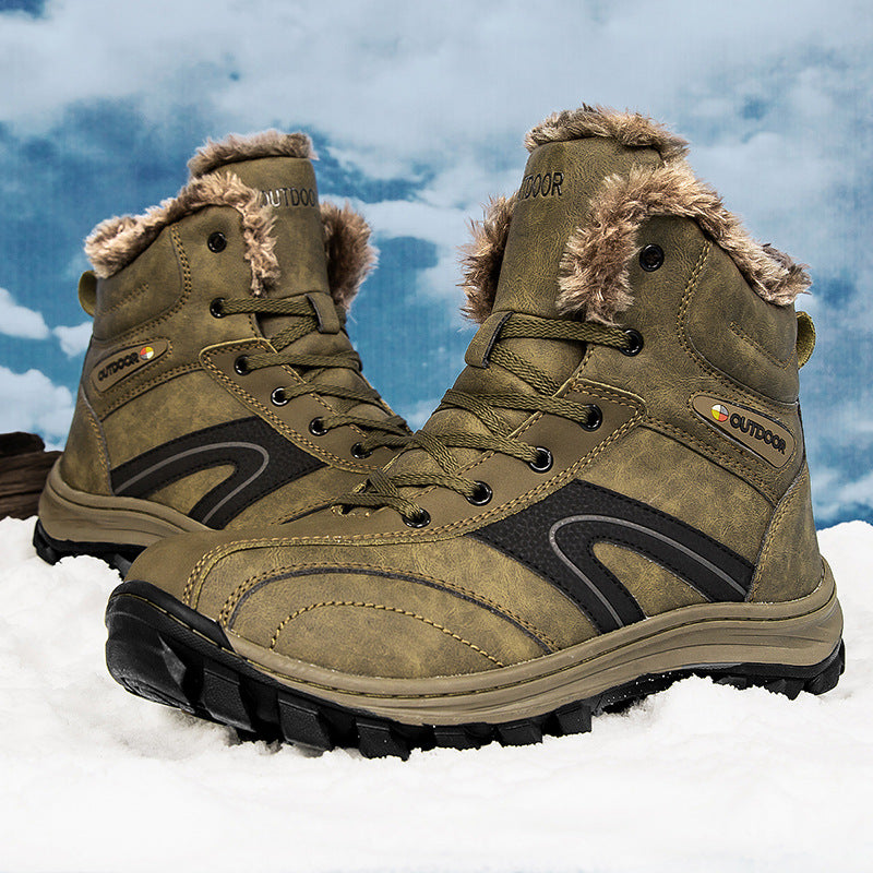 Warm Velvet-Lined Winter Hiking Boots Plus Size