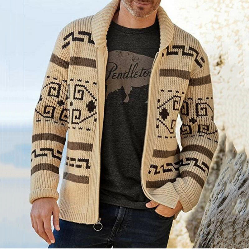 Men’s Camouflage Lapel Sweater Jacket for Casual Style