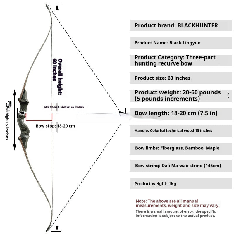 Professional Traditional Wooden Archery Bow Set