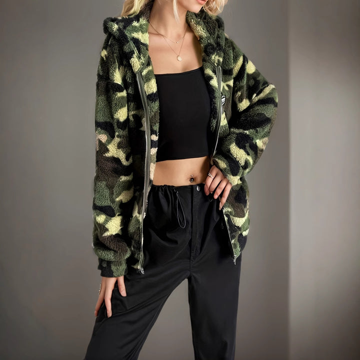 Women’s Casual Camouflage Hooded Jacket
