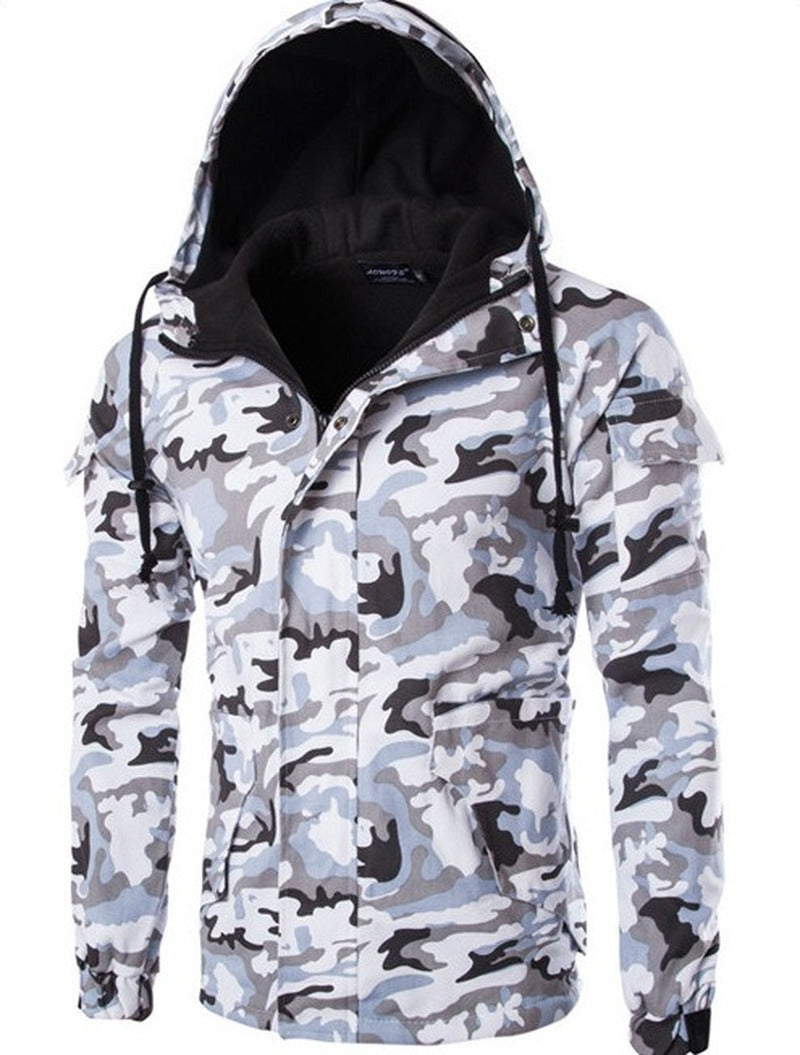 Men’s British Camouflage Hooded Jacket for Trendy Outdoor Style