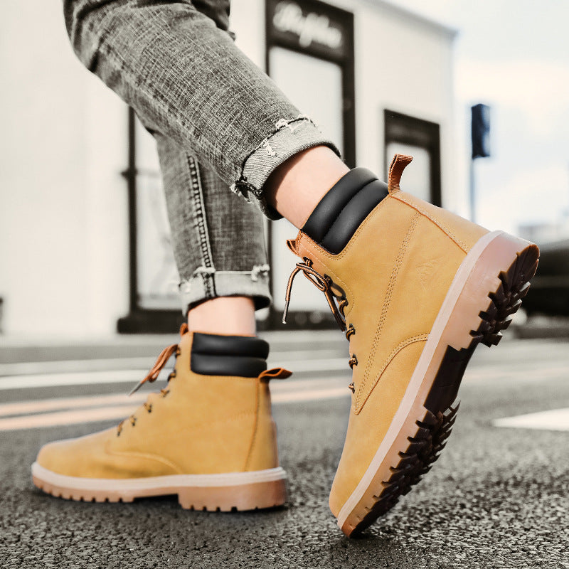 British Style High-Top Hiking Boots for Men