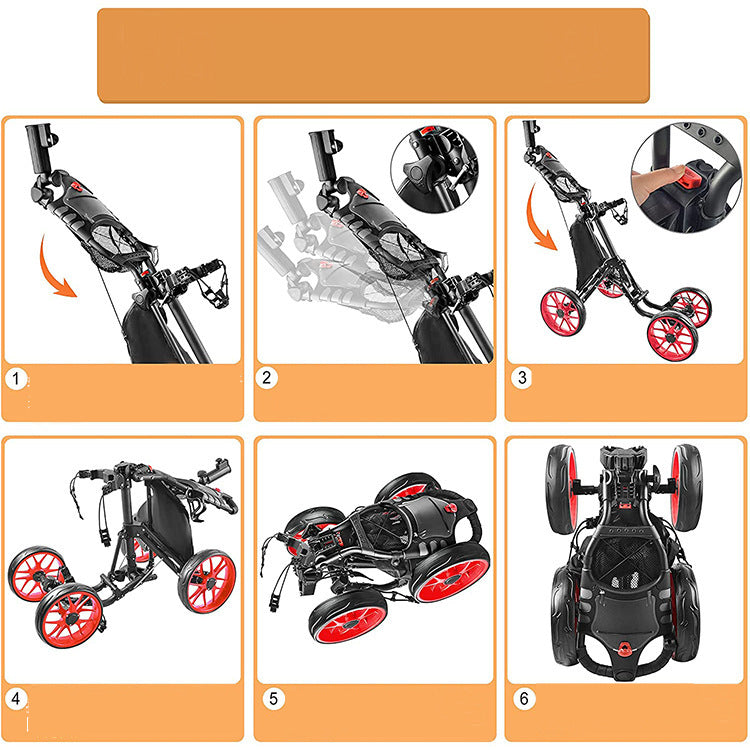 Foldable 4-Wheel Golf Push Trolley