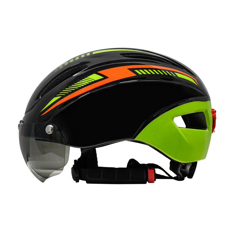 Bicycle Helmet With Goggles And Taillight