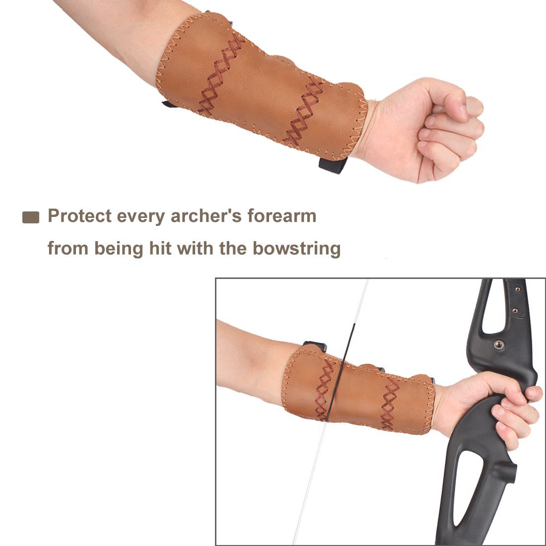 Krayney Youth Leather 3 Strap Archery Arm Guard