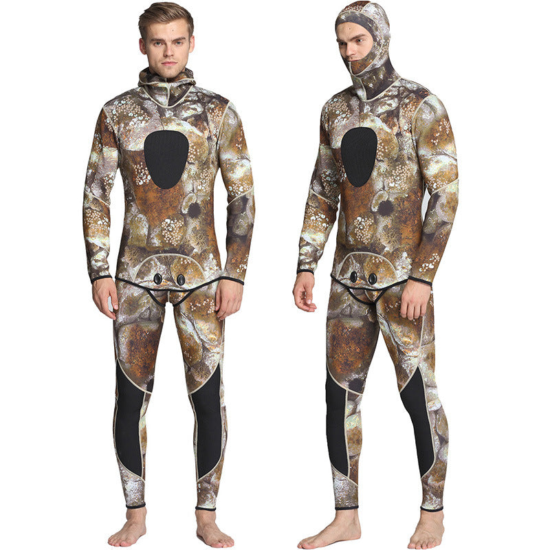 3MM Camouflage Neoprene Two Piece Wetsuit With Ho
