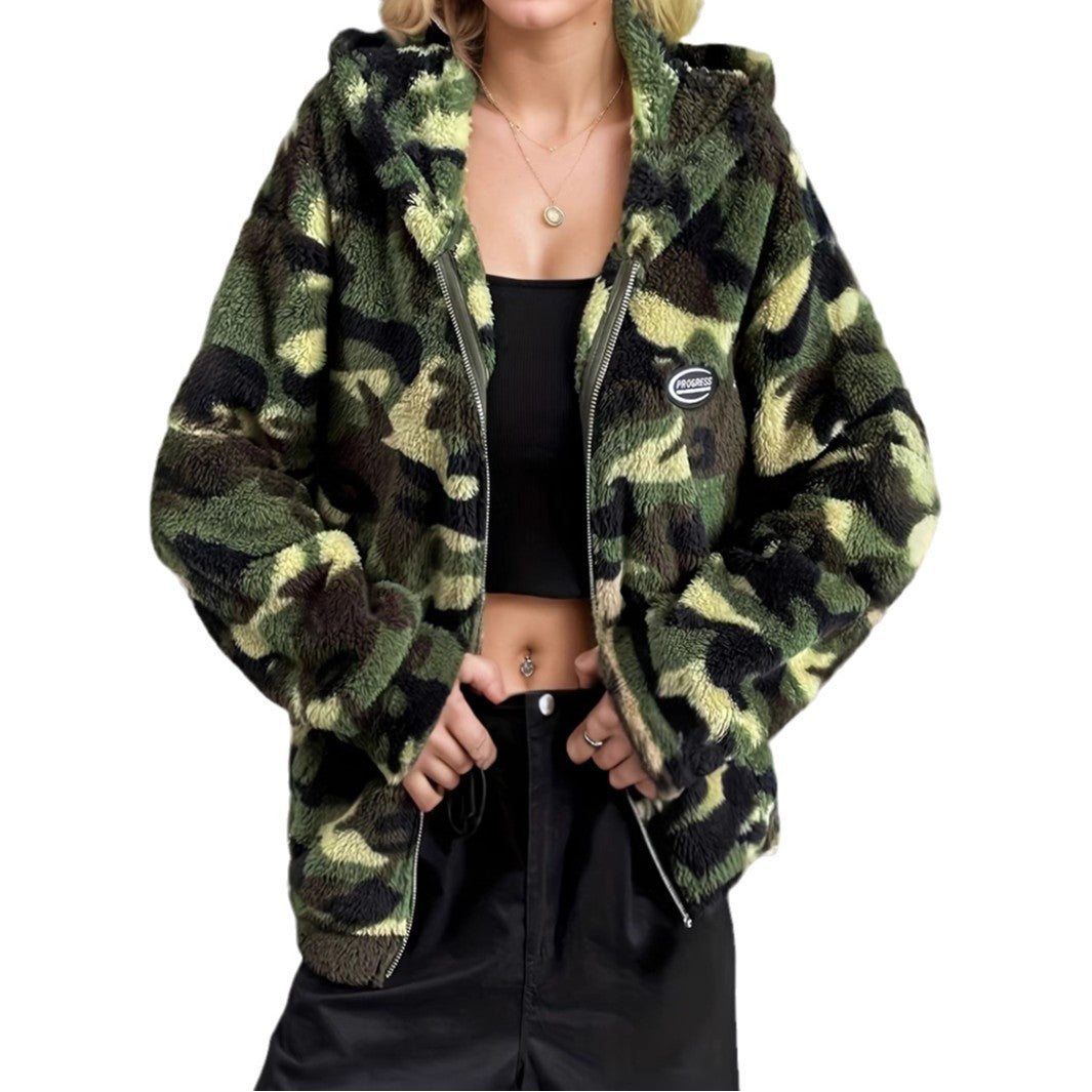 Women’s Casual Camouflage Hooded Jacket