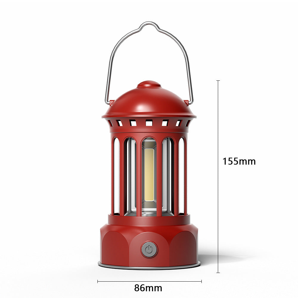 Retro COB Portable Camping Lantern for Tent and Outdoor Use