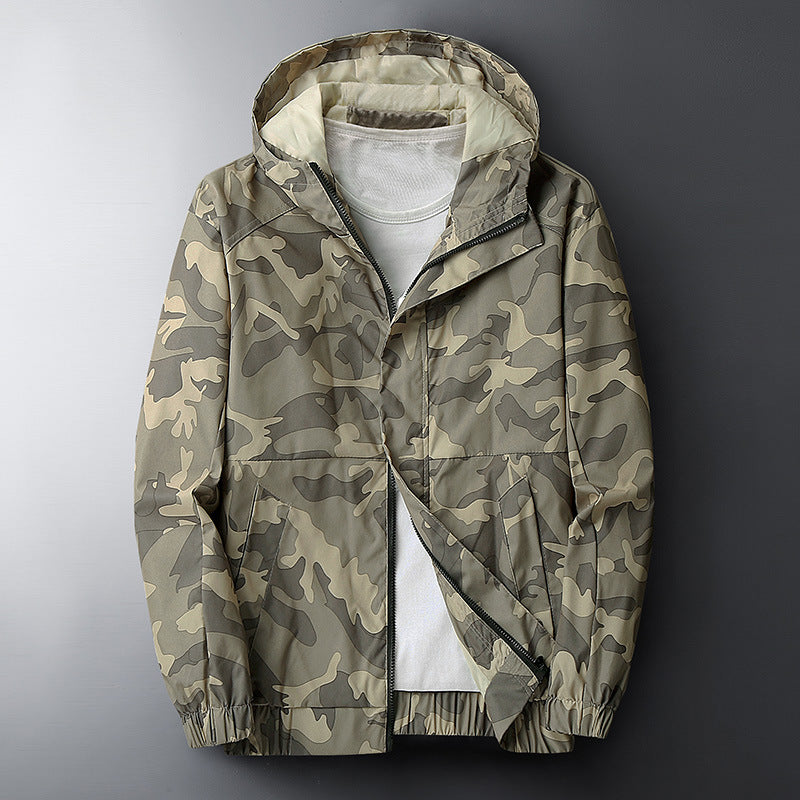 Men’s Casual Hooded Camouflage Print Jacket