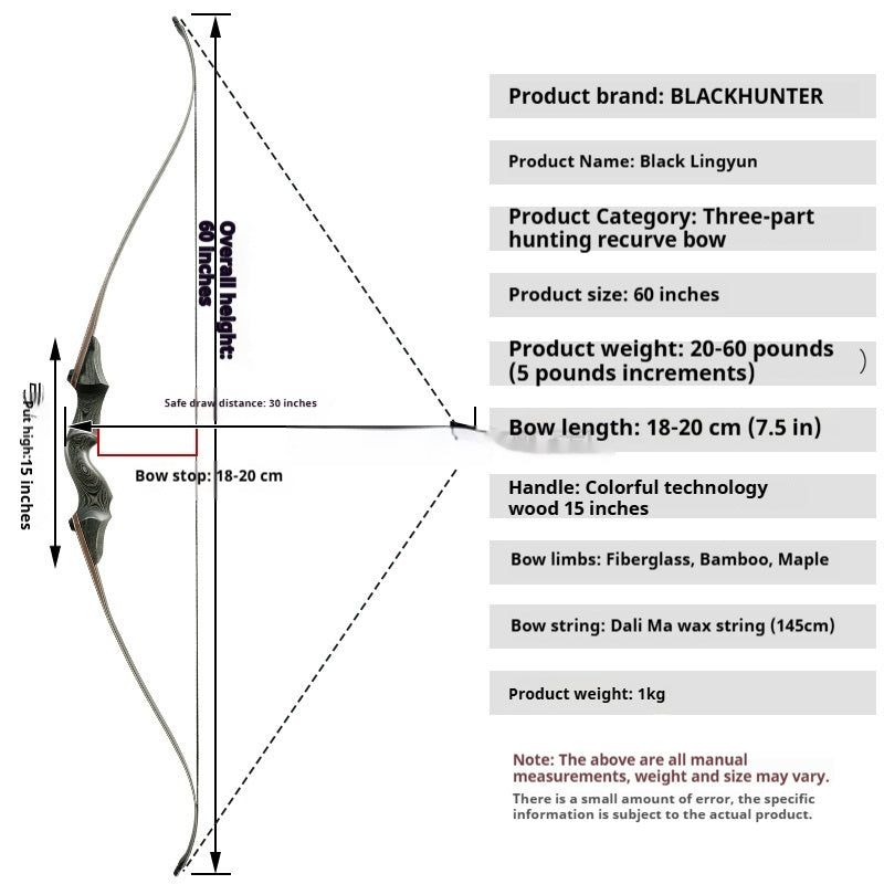 Professional Traditional Wooden Archery Bow Set