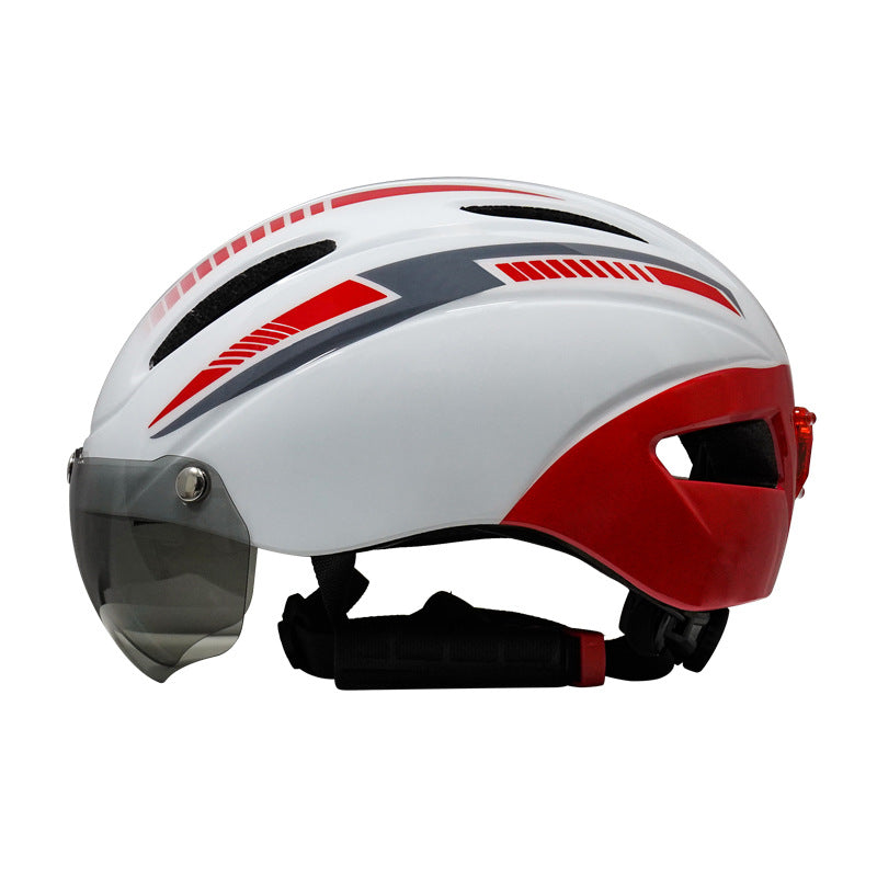 Bicycle Helmet With Goggles And Taillight