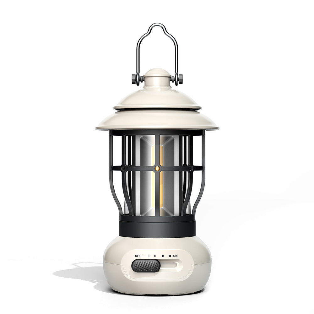 Vintage USB Rechargeable Camping Lantern for Outdoor Ambience