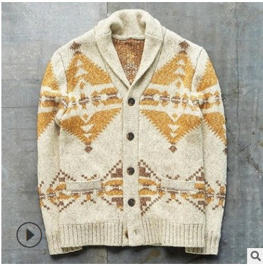 Men’s Camouflage Lapel Sweater Jacket for Casual Style