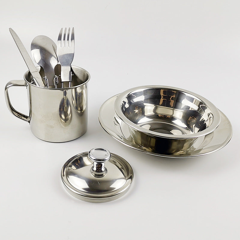 Stainless Steel Camping Cookware Set with Water Cup