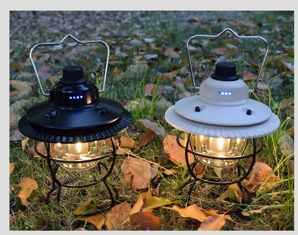 Vintage USB Rechargeable Camping Lantern for Outdoor Ambience