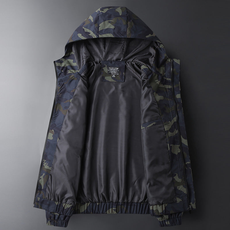 Men’s Casual Hooded Camouflage Print Jacket