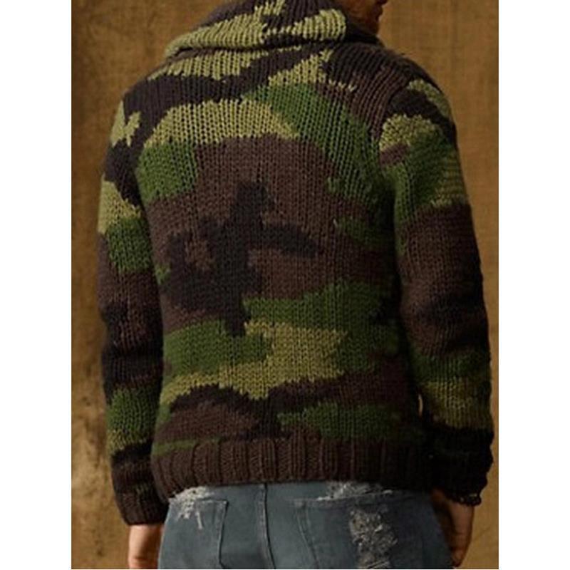 Men’s Camouflage Lapel Sweater Jacket for Casual Style