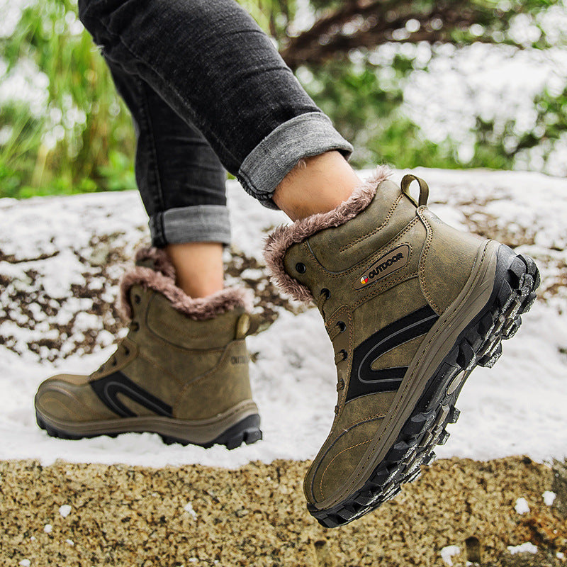 Warm Velvet-Lined Winter Hiking Boots Plus Size