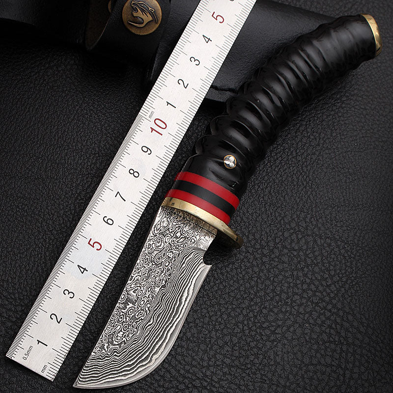 Hand Forged Damascus Steel Hunting Knife With Antler Handle