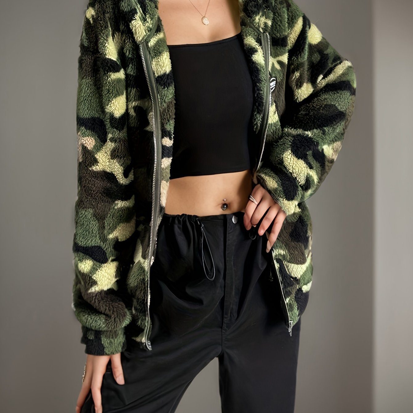 Women’s Casual Camouflage Hooded Jacket