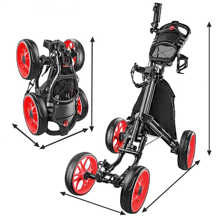 Foldable 4-Wheel Golf Push Trolley