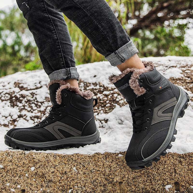 Warm Velvet-Lined Winter Hiking Boots Plus Size