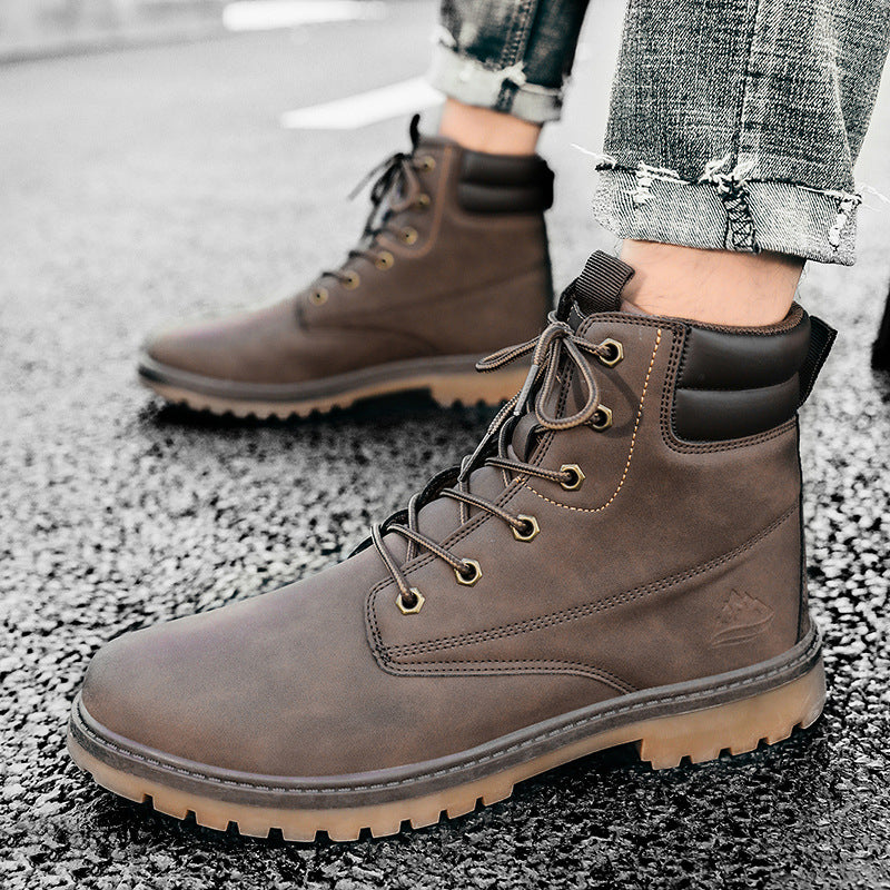 British Style High-Top Hiking Boots for Men