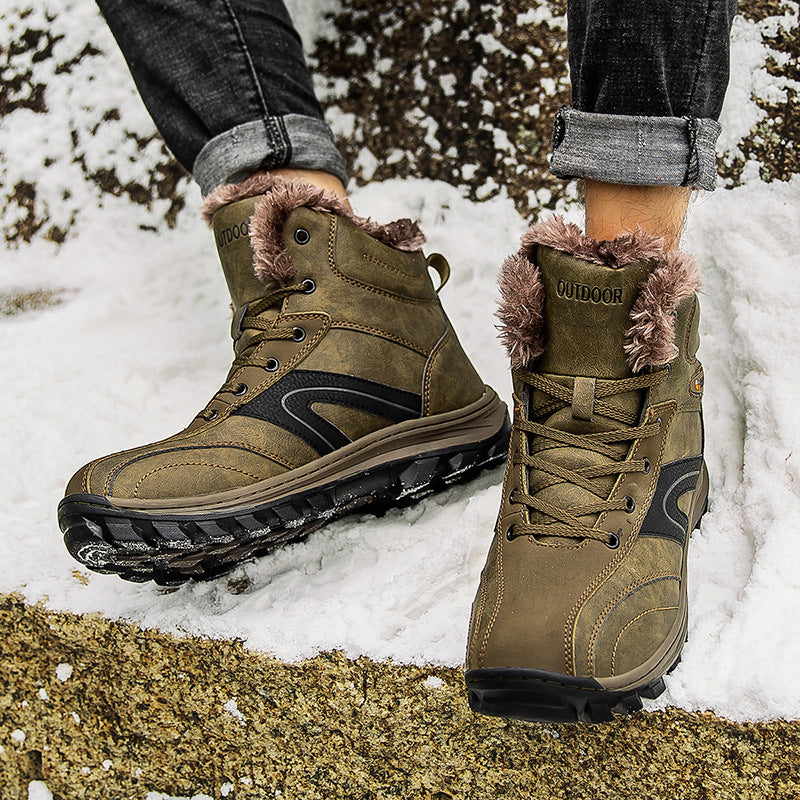 Warm Velvet-Lined Winter Hiking Boots Plus Size