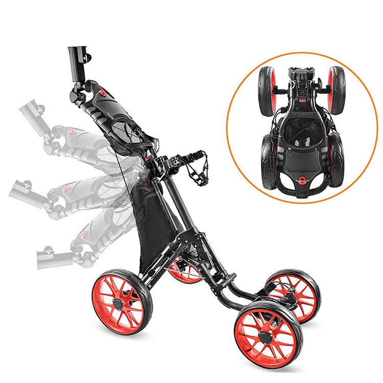 Foldable 4-Wheel Golf Push Trolley