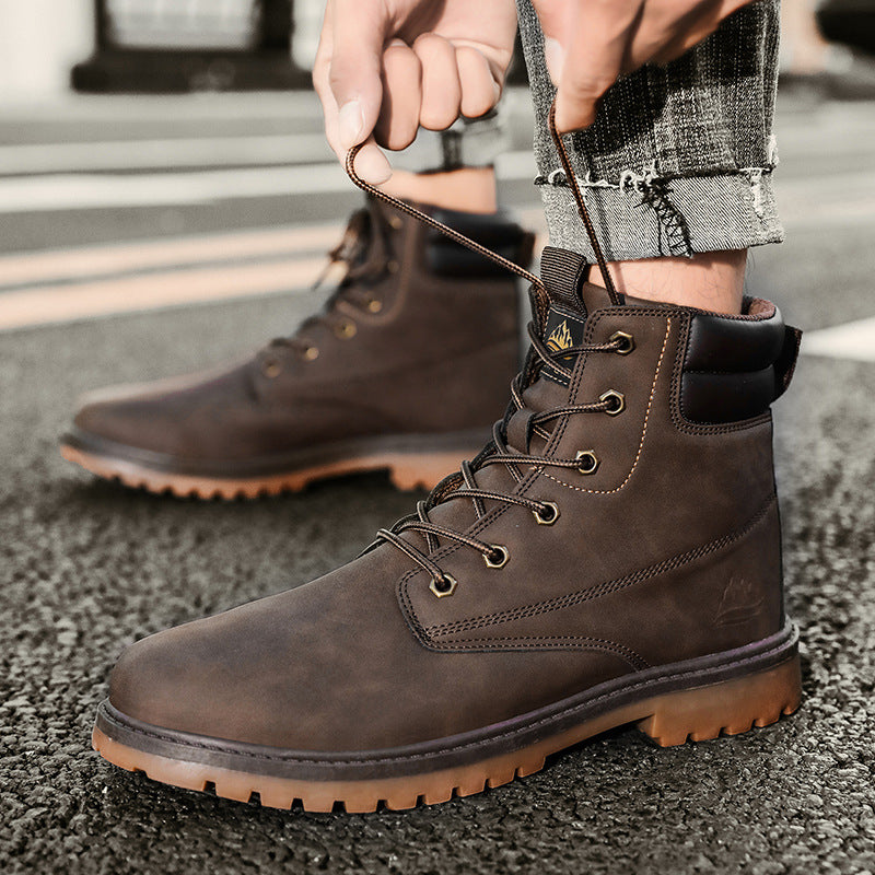 British Style High-Top Hiking Boots for Men