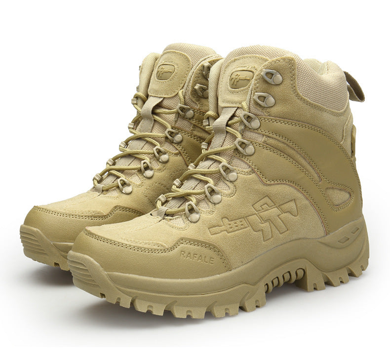 Men’s Sand Color High-Top Hiking Boots for Outdoors