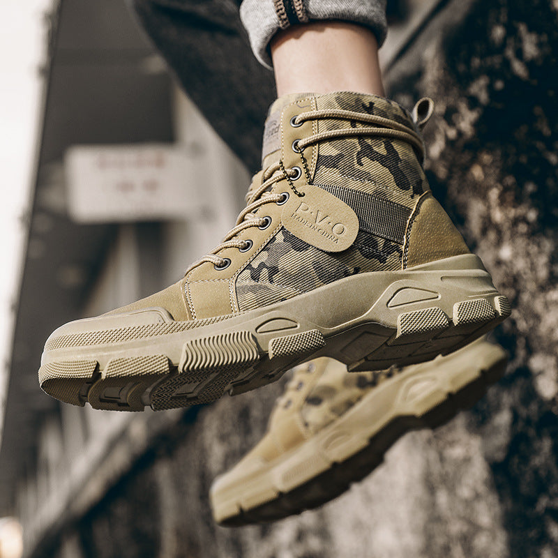 Retro Canvas High-Top Hiking Boots for Outdoors