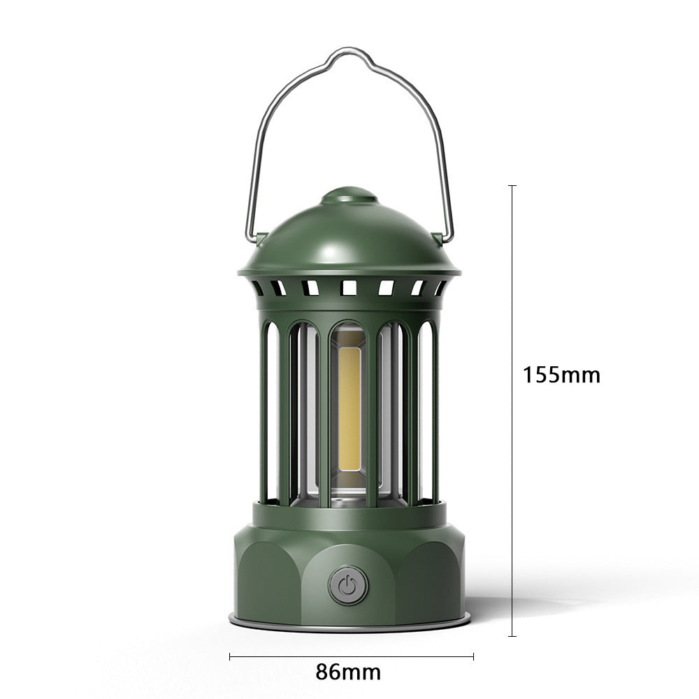 Retro COB Portable Camping Lantern for Tent and Outdoor Use