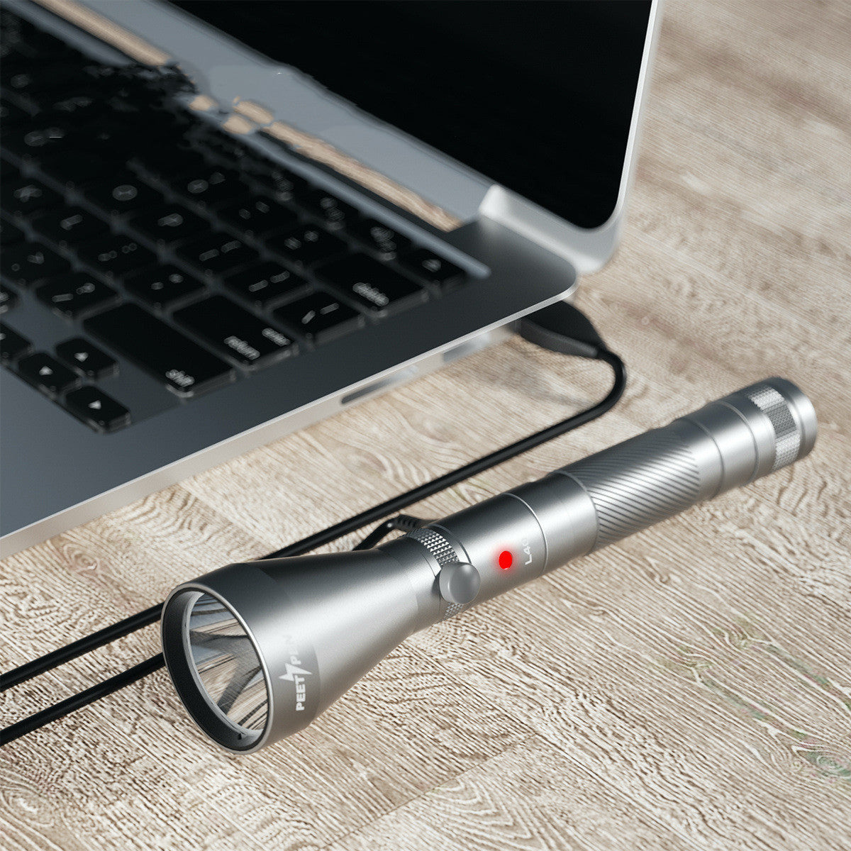 Long-Range Waterproof USB Rechargeable Camping Flashlight with Compass