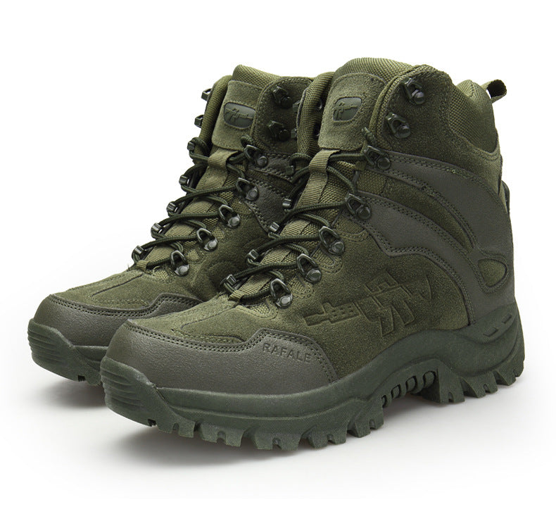 Men’s Sand Color High-Top Hiking Boots for Outdoors