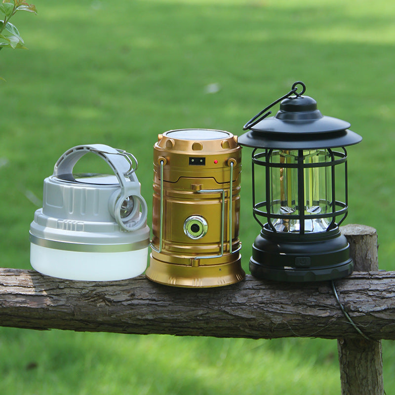 Vintage Rechargeable Rotating Camping Lantern for Ambient Lighting