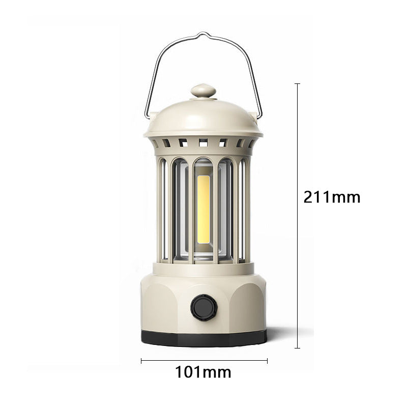 Retro COB Portable Camping Lantern for Tent and Outdoor Use