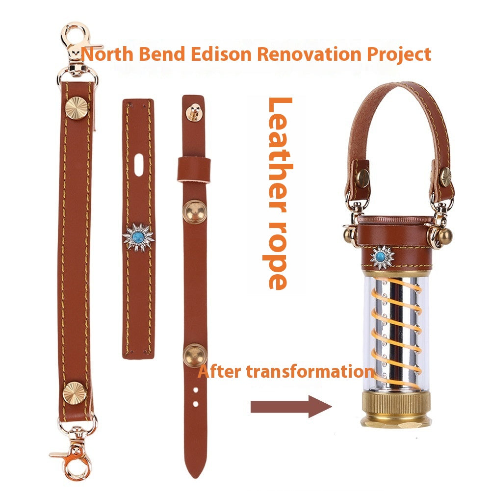 Leather Hanging Rope Camping Lantern Set (3-Piece Edison Style)