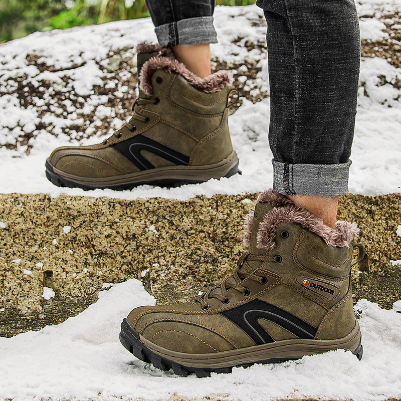 Warm Velvet-Lined Winter Hiking Boots Plus Size