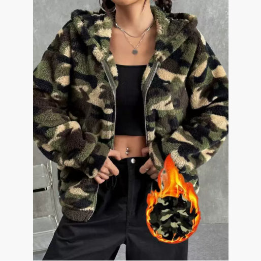 Women’s Casual Camouflage Hooded Jacket