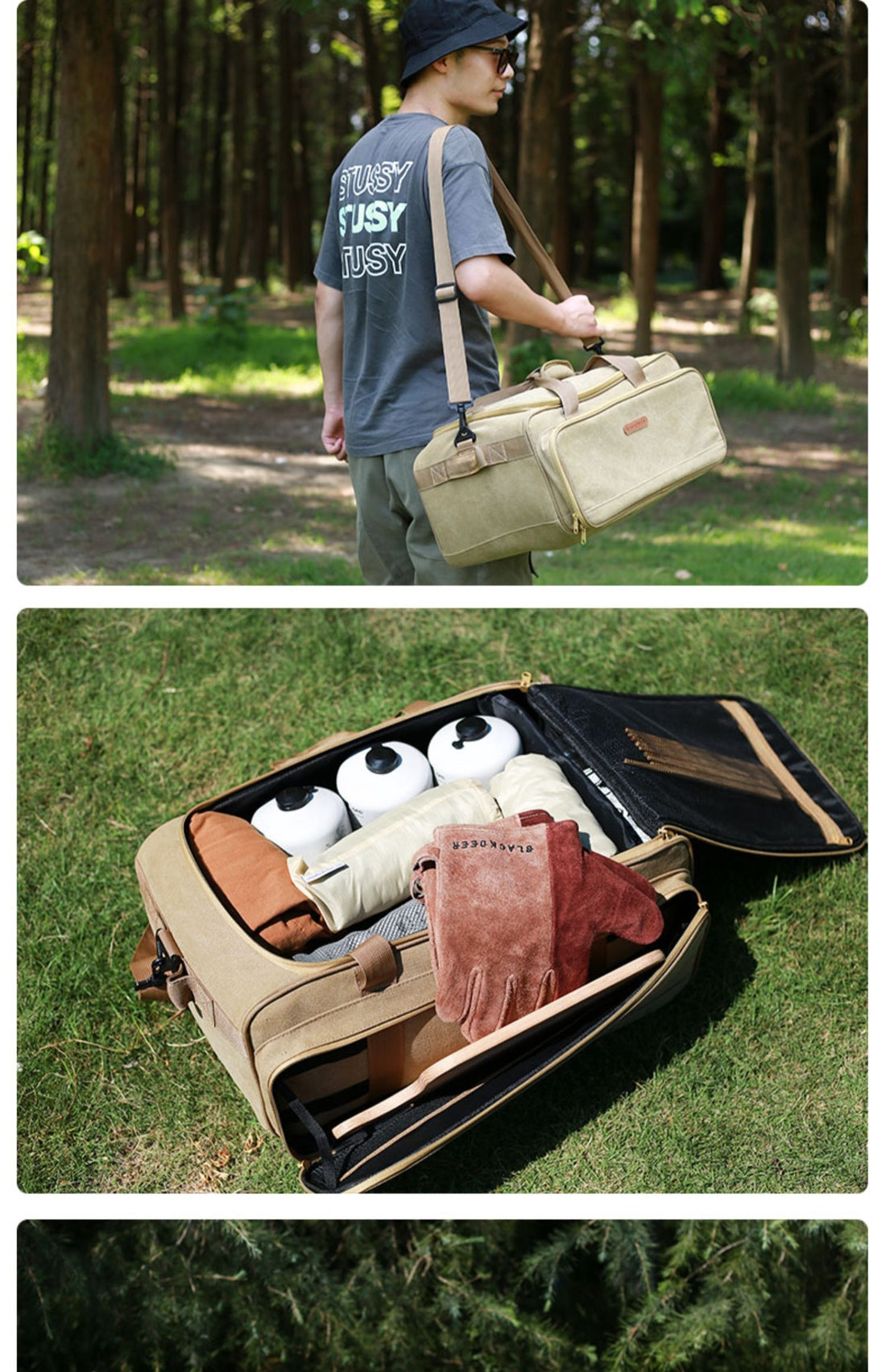 Outdoor Camping Stove Cookware Set with Gas Tank Bag