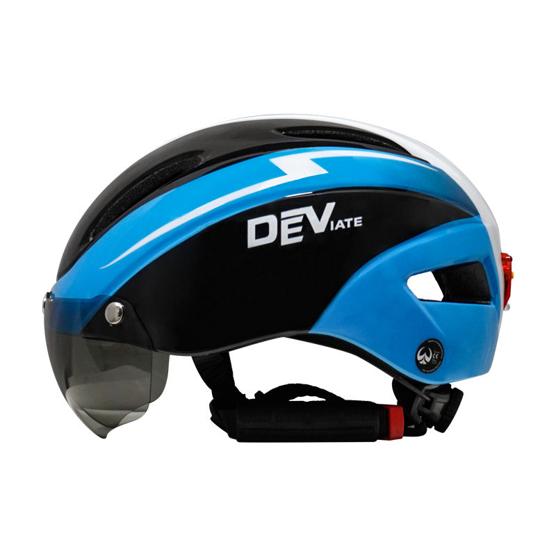 Bicycle Helmet With Goggles And Taillight