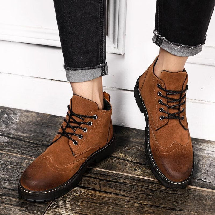 Men’s Sand Color High-Top Hiking Boots for Outdoors