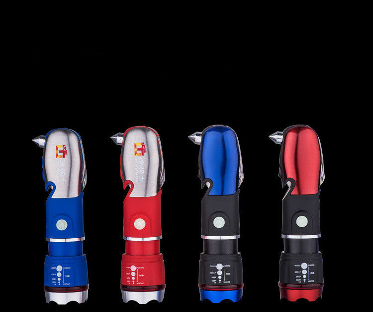 Multi-Function LED Camping Flashlight with Escape Hammer Tool