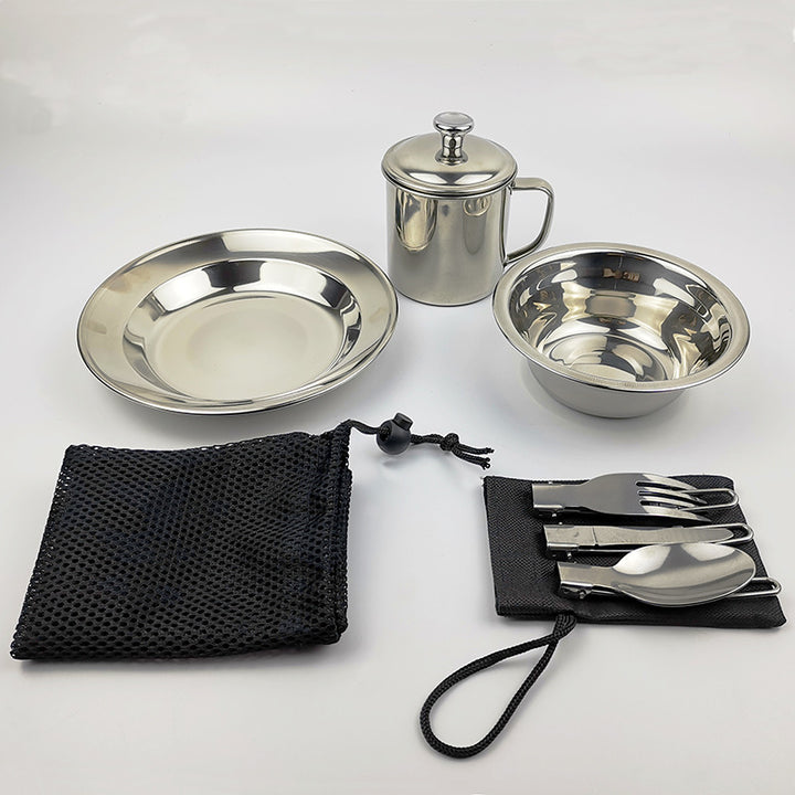 Stainless Steel Camping Cookware Set with Water Cup