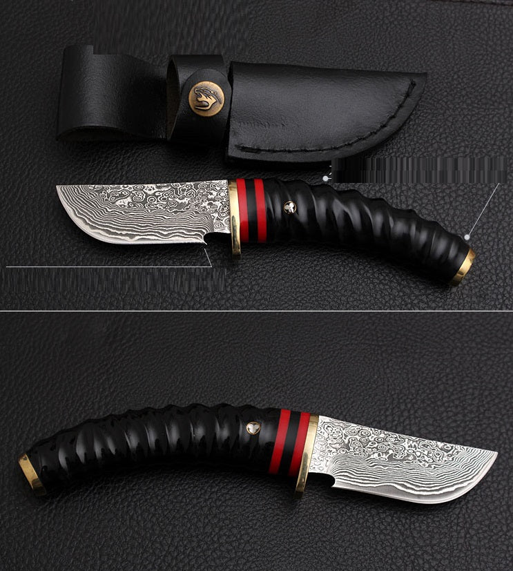 Hand Forged Damascus Steel Hunting Knife With Antler Handle
